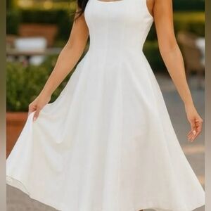 Elegant White Sleeveless Linen Dress C196